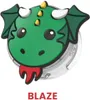 A close-up of a green dragon-shaped AirTag holder with a red tongue sticking out. Produktbild-Vorschau