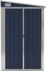 A dark blue shed with double doors and a silver frame. Produktbild-Vorschau