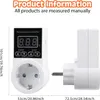 A product shot of a smart thermostat plug with dimensions shown. Produktbild-Vorschau