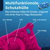 A pink tablet case with pop-it features and descriptive text. Produktbild-Vorschau
