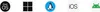 Icons representing different operating systems: macOS, Windows, Linux, iOS, and Android. Voir les images du produit