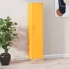 A yellow metal locker is shown standing on a wooden floor against a light gray wall. Anteprima dell’immagine prodotto
