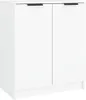 A white two-door cabinet with black handles, shown from the front against a white background. Voir les images du produit