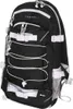 A black rucksack with white accents, shown against a white background. Produktbild-Vorschau