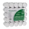 A package of 100 tealight candles with a label indicating they burn for approximately 4 hours. Náhled obrázku produktu