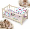 HOLZ-PUPPENBETT Montessori mit BETTWÄSCHE Herzen MATRATZE Produktbild-Vorschau 1