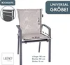 A garden chair cushion with dimensions indicated. Produktbild-Vorschau