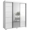 Kleiderschrank zum Schlafzimmer für Kleidung mit Spiegel, Höhe: 200cm, Breite: 180 cm, Weiß Produktbild-Vorschau