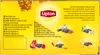The image shows the back of a Lipton tea box with text in multiple languages and illustrations of tea ingredients. Produktbild-Vorschau