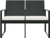 Panca da giardino a 2 posti con cuscini in rattan PP nero Anteprima dell’immagine prodotto 3