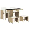 5-tlg. Garten-Essgruppe mit Kissen Beige Poly Rattan Produktbild-Vorschau 1