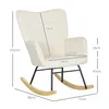 A beige rocking chair with dimensions indicated by lines and measurements. Anteprima dell’immagine prodotto