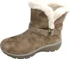 A single taupe and beige Skechers women's boot is shown against a white background. Voir les images du produit