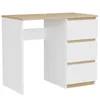Psací stůl - 90x77x50 cm - bílý dub - se 3 zásuvkami - Náhled obrázku produktu 2