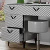 A close-up view of a vanity table with drawers and a stool. Podgląd zdjęcia produktu