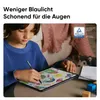 A child is drawing on a tablet with a stylus, with a dog in the background. Produktbild-Vorschau