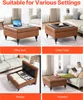 A collage of four images showing a brown leather ottoman used as an office desk, coffee table, storage, and footstool. Anteprima dell’immagine prodotto