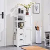 A white storage cabinet with drawers and shelves, decorated with flowers and other items, in a room setting. Produktbild-Vorschau