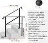A diagram and specification sheet for a black handrail designed for outdoor stairs. Podgląd zdjęcia produktu