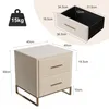UnboxG Ensemble de 2 tables de nuit en velours beige avec 2 Voir les images du produit 4