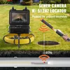 A sewer camera system with a locator device is shown in a grassy outdoor setting, with a diagram illustrating its use in a pipe. Produktbild-Vorschau