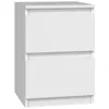 A white two-drawer nightstand on a white background. Voir les images du produit