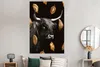 MuchoWow® Poster Schottisches Hochlandrind - Gold - Blätter Produktbild-Vorschau 4