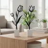 2er Set Metall Blume Tulpe Schwarz Beton Grau Draht Deko Produktbild-Vorschau 1