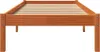 A wooden bed frame with slats, shown from the front. Produktbild-Vorschau