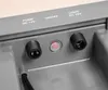 Close-up view of the control panel of a solar pond aerator, showing two DC 12V power outlets, an ON/OFF switch, and a red indicator light. Produktbild-Vorschau