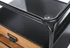Close-up of a table with a wooden drawer and a black surface. Produktbild-Vorschau