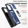 An exploded view of a phone case with its components laid out and labeled with feature descriptions. Produktbild-Vorschau