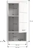 A diagram showing the dimensions of a white wall-mounted cabinet with one door. Produktbild-Vorschau