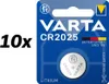 A retail package of Varta CR2025 lithium coin cell batteries. Produktbild-Vorschau