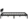 A black wooden bed frame with a headboard and slats, shown from the side against a white background. Produktbild-Vorschau