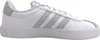A side view of a white Adidas sneaker with light blue stripes. Produktbild-Vorschau