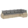 6-tlg. Garten-Sofagarnitur mit Kissen Beige Poly Rattan Produktbild-Vorschau 1