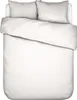 A top-down view of a white duvet and two white pillows on a bed. Produktbild-Vorschau