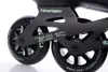 A close-up view of the wheels and frame of inline skates. Podgląd zdjęcia produktu