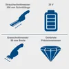 Diagram showing features of a cordless grass and shrub shear. Produktbild-Vorschau