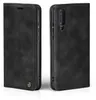 A black flip-style phone case for a Samsung Galaxy A50 is shown from two angles. Produktbild-Vorschau