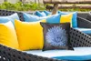 MuchoWow® Outdoor Kissen - Blumen - Schwarz - Weiß - Blau - Produktbild-Vorschau 4