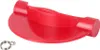 A red plastic part for a vacuum cleaner, likely a handle or release mechanism, is shown against a white background. A small metal spring clip is also visible in the lower-left corner. Voir les images du produit