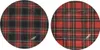 Two round decorative plates with a red, green, and black plaid pattern. Náhľad obrázku produktu