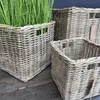 Rattan Pflanzkorb Set 3 Stück Kubu Grau quadratisch mit Produktbild-Vorschau 4