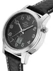 A close-up, angled shot of a Master Time radio-controlled watch with a black dial and leather strap. Produktbild-Vorschau