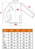 A diagram of a jacket with measurements and a size chart. Produktbild-Vorschau