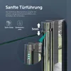 Close-up of a shower door mechanism with text and diagrams explaining its features. Produktbild-Vorschau