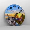 Wanduhr - Rund - Glasuhr - See Boot Wasser - 40x40cm - Produktbild-Vorschau 4