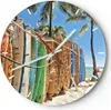 Wanduhr - Rund - Glasuhr - Board Surfen Strand - 30x30cm - Produktbild-Vorschau 1